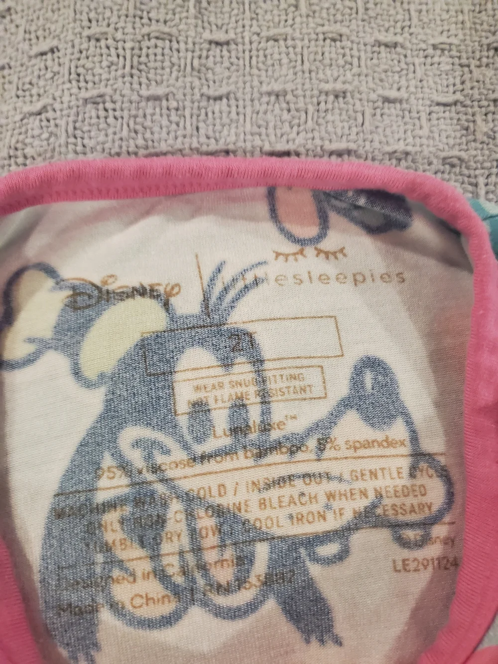 Little Sleepies Disney One-Piece Romper with Pink Trim